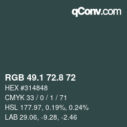 Color code: RGB 49.1 72.8 72 | qconv.com