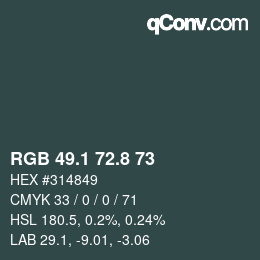 カラーコード: RGB 49.1 72.8 73 | qconv.com