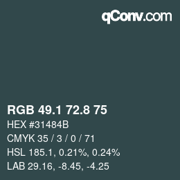 Color code: RGB 49.1 72.8 75 | qconv.com