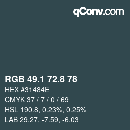 Color code: RGB 49.1 72.8 78 | qconv.com