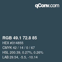 Color code: RGB 49.1 72.8 85 | qconv.com