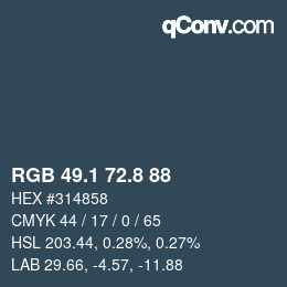 Color code: RGB 49.1 72.8 88 | qconv.com