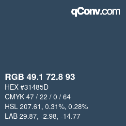 Color code: RGB 49.1 72.8 93 | qconv.com