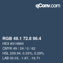 カラーコード: RGB 49.1 72.8 96.4 | qconv.com