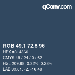 Farbcode: RGB 49.1 72.8 96 | qconv.com