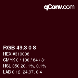カラーコード: RGB 49.3 0 8 | qconv.com