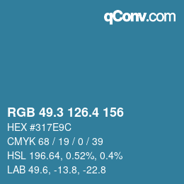 カラーコード: RGB 49.3 126.4 156 | qconv.com