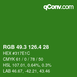 カラーコード: RGB 49.3 126.4 28 | qconv.com