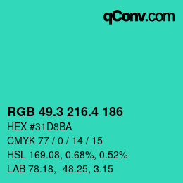 カラーコード: RGB 49.3 216.4 186 | qconv.com