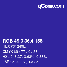 カラーコード: RGB 49.3 36.4 158 | qconv.com