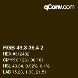 カラーコード: RGB 49.3 36.4 2 | qconv.com