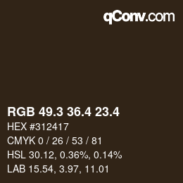 カラーコード: RGB 49.3 36.4 23.4 | qconv.com