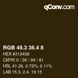 カラーコード: RGB 49.3 36.4 8 | qconv.com