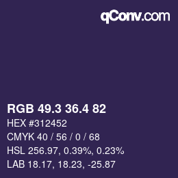 カラーコード: RGB 49.3 36.4 82 | qconv.com