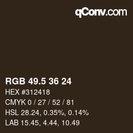 Farbcode: RGB 49.5 36 24 | qconv.com