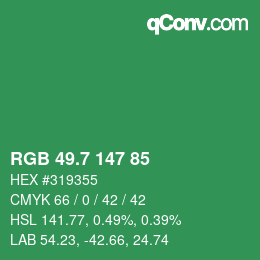 カラーコード: RGB 49.7 147 85 | qconv.com