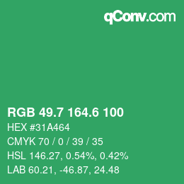 カラーコード: RGB 49.7 164.6 100 | qconv.com