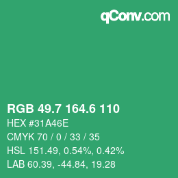 カラーコード: RGB 49.7 164.6 110 | qconv.com