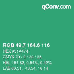 カラーコード: RGB 49.7 164.6 116 | qconv.com