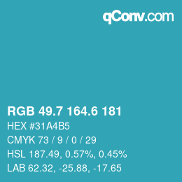 カラーコード: RGB 49.7 164.6 181 | qconv.com