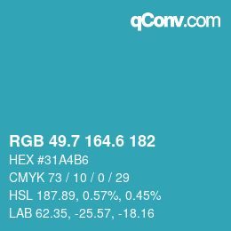 カラーコード: RGB 49.7 164.6 182 | qconv.com