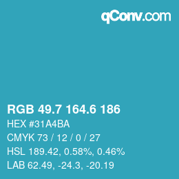 カラーコード: RGB 49.7 164.6 186 | qconv.com