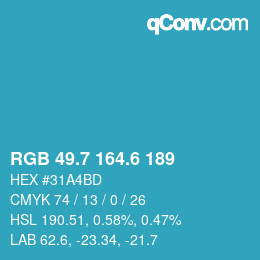 カラーコード: RGB 49.7 164.6 189 | qconv.com