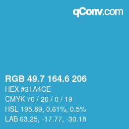 カラーコード: RGB 49.7 164.6 206 | qconv.com