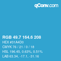 カラーコード: RGB 49.7 164.6 208 | qconv.com