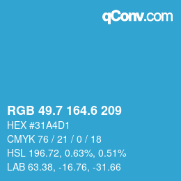 カラーコード: RGB 49.7 164.6 209 | qconv.com