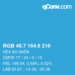 カラーコード: RGB 49.7 164.6 216 | qconv.com