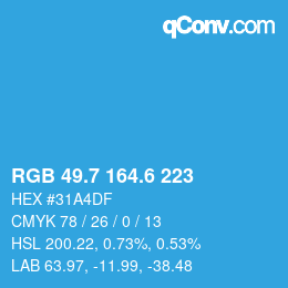 カラーコード: RGB 49.7 164.6 223 | qconv.com