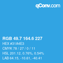 カラーコード: RGB 49.7 164.6 227 | qconv.com