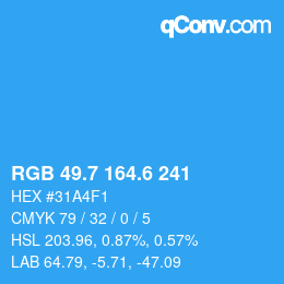 カラーコード: RGB 49.7 164.6 241 | qconv.com