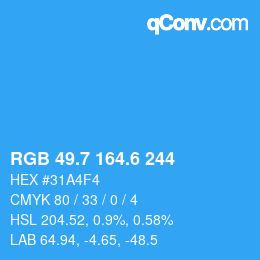 カラーコード: RGB 49.7 164.6 244 | qconv.com