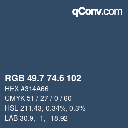 カラーコード: RGB 49.7 74.6 102 | qconv.com