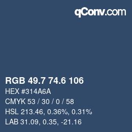 カラーコード: RGB 49.7 74.6 106 | qconv.com