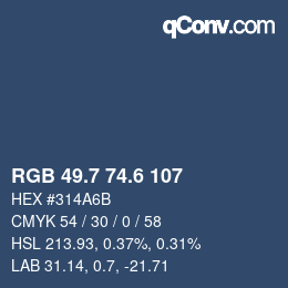 カラーコード: RGB 49.7 74.6 107 | qconv.com