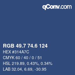 カラーコード: RGB 49.7 74.6 124 | qconv.com