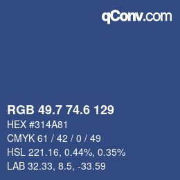 カラーコード: RGB 49.7 74.6 129 | qconv.com