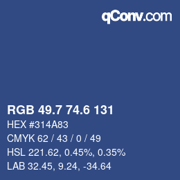 カラーコード: RGB 49.7 74.6 131 | qconv.com