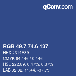 カラーコード: RGB 49.7 74.6 137 | qconv.com