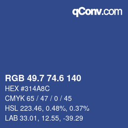 カラーコード: RGB 49.7 74.6 140 | qconv.com