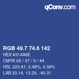 カラーコード: RGB 49.7 74.6 142 | qconv.com