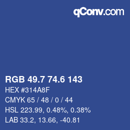 カラーコード: RGB 49.7 74.6 143 | qconv.com