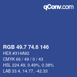 カラーコード: RGB 49.7 74.6 146 | qconv.com