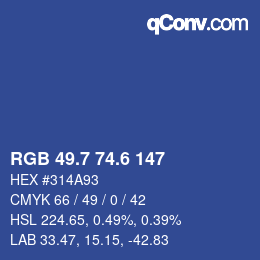 カラーコード: RGB 49.7 74.6 147 | qconv.com