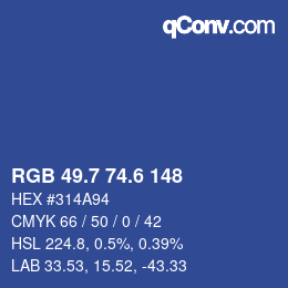 カラーコード: RGB 49.7 74.6 148 | qconv.com