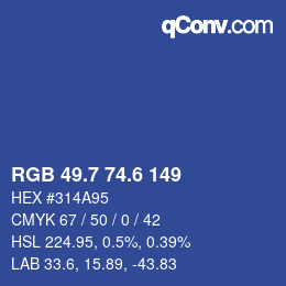 カラーコード: RGB 49.7 74.6 149 | qconv.com