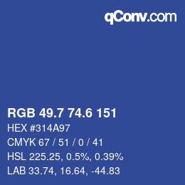 カラーコード: RGB 49.7 74.6 151 | qconv.com